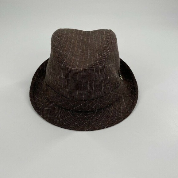 Goorin Bros Mens Fedora Hat Brown Check Rayon Blend S - Picture 4 of 9